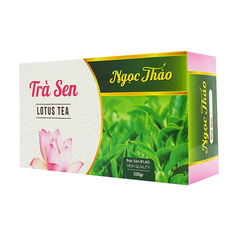 Hộp trà sen Ngọc Thảo 200g Trà xanh ướp hương sen