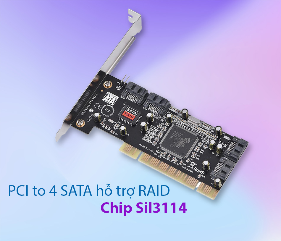Card mở rộng pci to 4 sata lắp thêm 4 ổ cứng hdd, ssd, dvd cho máy tính pc, công nghiệp