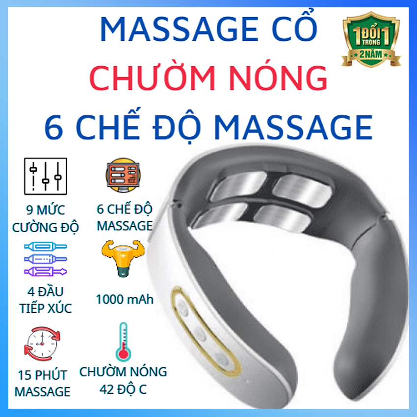 Máy massage cổ xung điện - Máy mát xa cổ vai gáy công nghệ Nhật Bản - Máy masa cổ thông minh - Tốt hơn máy massage cầm tay mini 4 đầu 6 đầu 8 đầu gối massage hồng ngoại 8 bi đai massage giảm mỡ toàn thân.