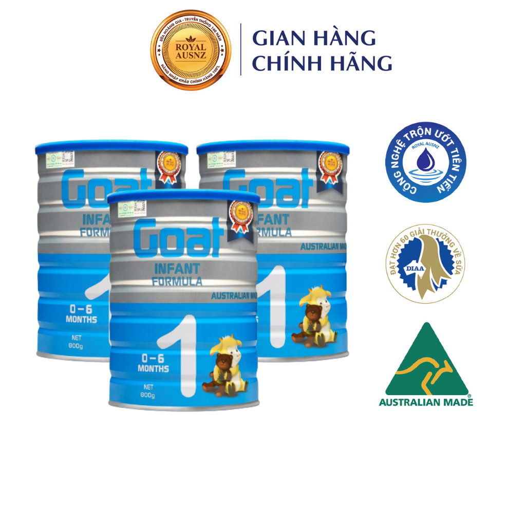 Combo 3 Hộp Sữa Dê Goat Infant Formula 1 ROYAL AUSNZ Bổ Sung Dinh Dưỡng Giúp Trẻ Khỏe Mạnh 800g/hộp