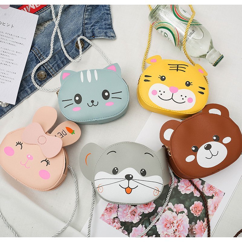 Túi đeo chéo hình động vật hoạt hình dễ thương dành cho bé gái, túi đeo chéo mini thời trang dành cho bé