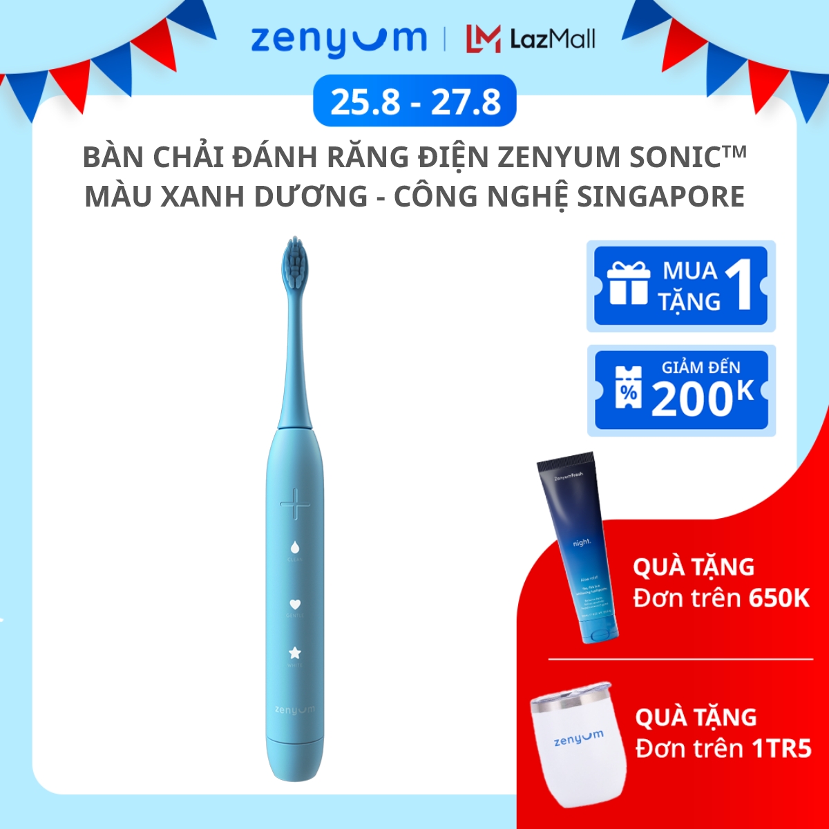Bàn Chải Điện Zenyum Sonic Màu Xanh Dương - Công Nghệ Singapore