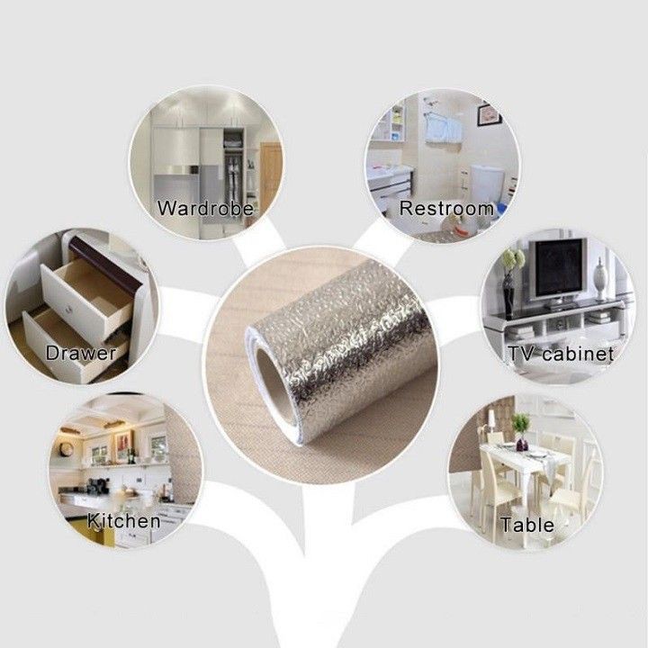 Cuộn giấy bạc dán bếp cách nhiệt cao cấp chống thấm tiện lợi-kích thước: 2m x 60cm