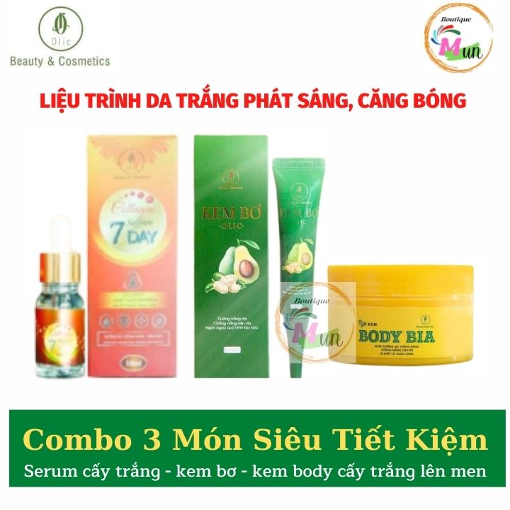 Combo Kem bơ Olic + Serum collgen tái sinh Olic 7Day - TẶNG 1 Kem Body Bia Olic