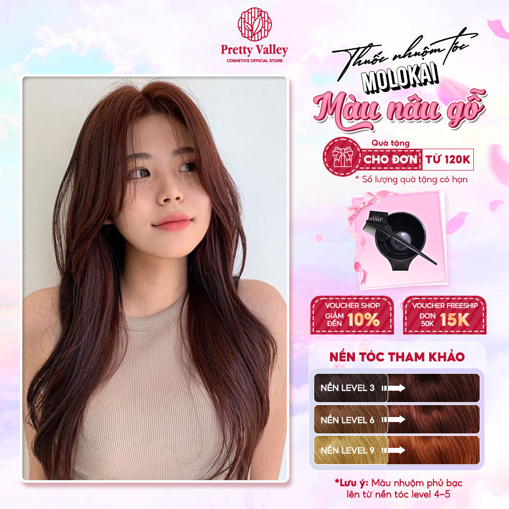 Thuốc nhuộm tóc màu NÂU GỖ Molokai siêu dưỡng, nhuộm tóc an toàn tại nhà lên màu chuẩn  - Pretty Valley Hair