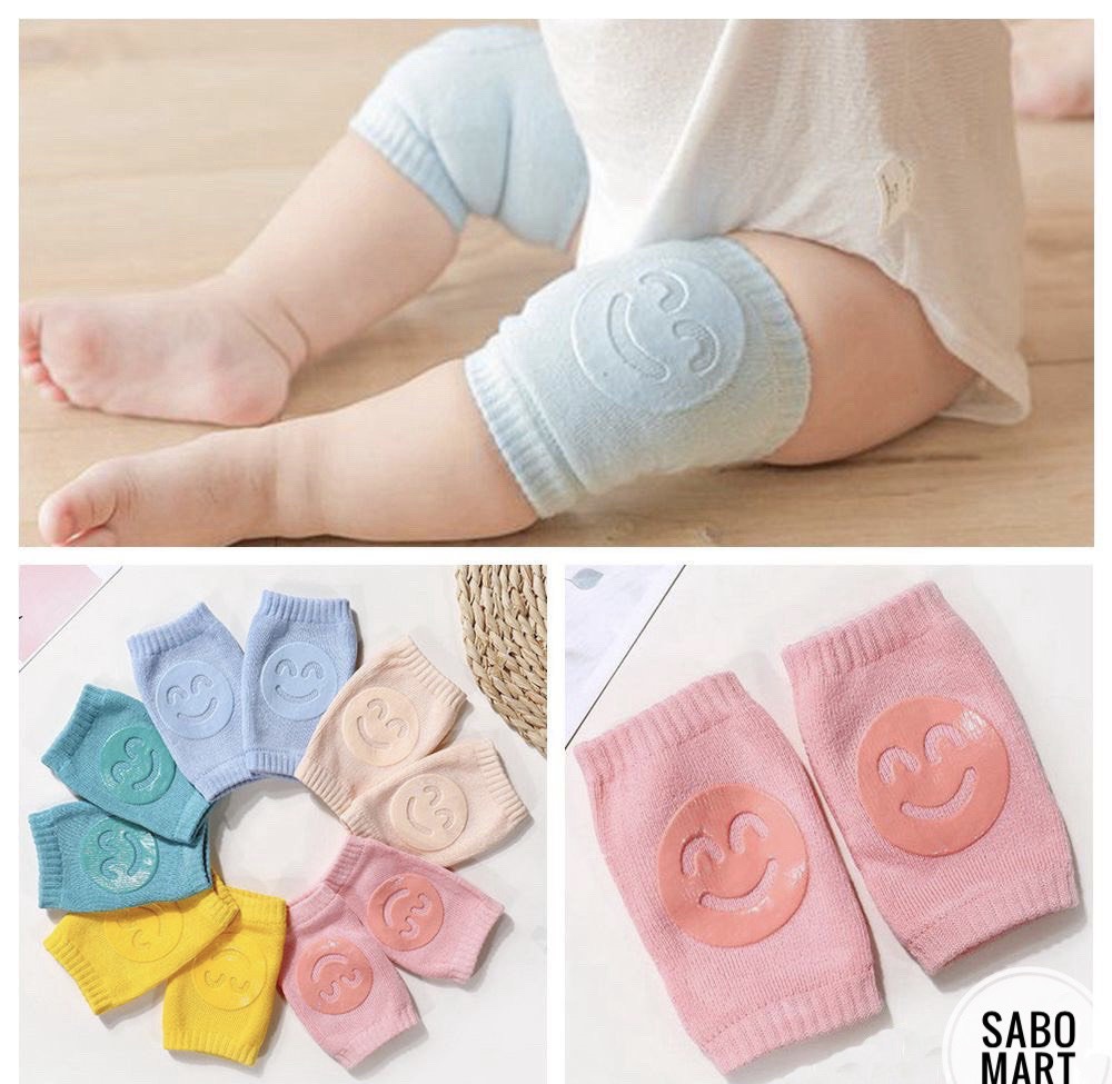 Tất Tập Bò Cho Bé Hình Mặt Cười Chống Trượt - Tất Bảo Vệ Đầu Gối