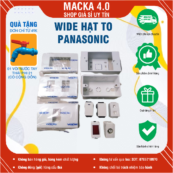 Ổ cắm điện có màn che/ Công tắc 12 chiều/ Cầu chì/ Mặt thiết bị 12346 Panasonic dòng Wide chính hãng -  Hạt to