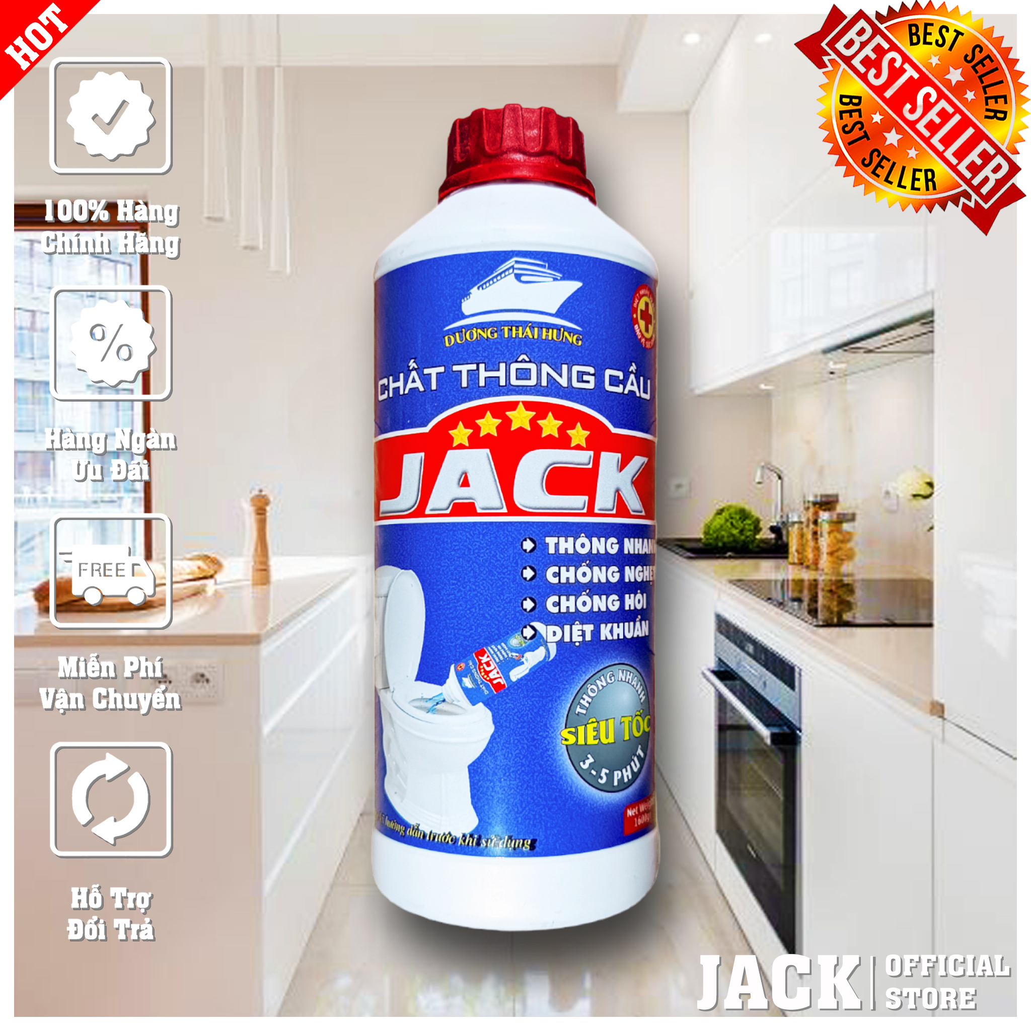 Chất thông cầu, thông cống siêu mạnh jack 1,6 lít