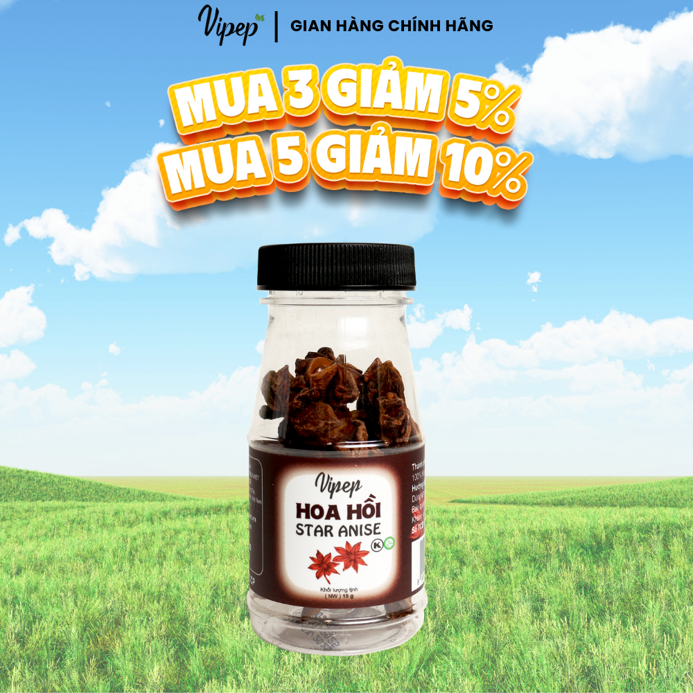Hoa hồi nguyên cánh tự nhiên vipep hũ nhựa 15g