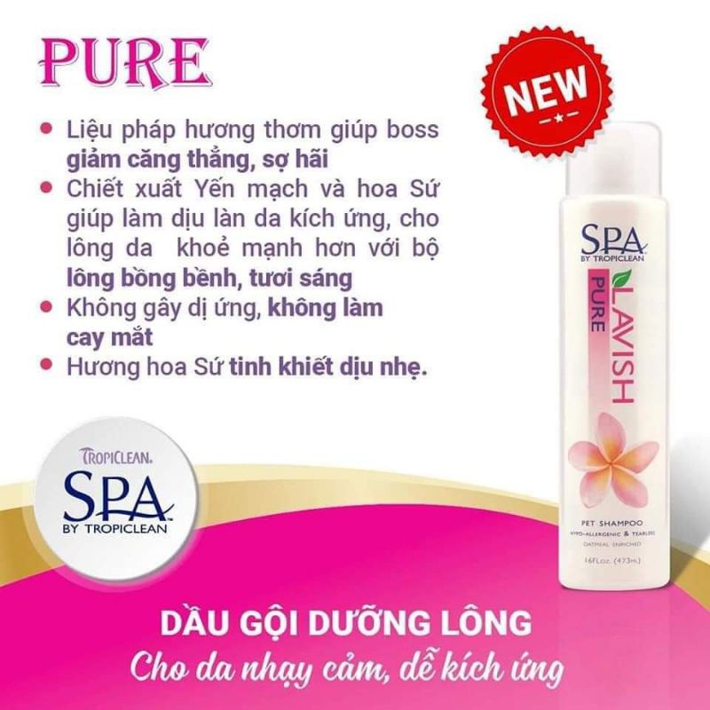Sữa tắm tropiclean cho da nhạy cảm cho cún