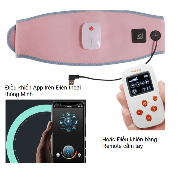 Đai massage bụng Fitness 1102, đai rung giảm mỡ bụng, hỗ trợ giảm mỡ bụng, thon bụng, máy mát xa thư giãn, đai massage