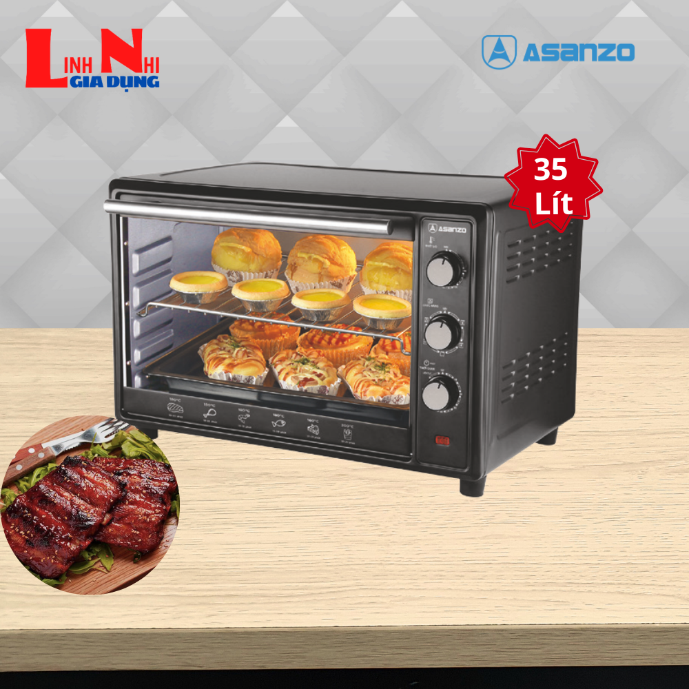 Lò Nướng Điện Đa Năng Asanzo 35 Lít EV-35ZS, Công Suất 1800W, Phù Hợp Gia Đình 4 Người- Gia Dụng Linh Nhi