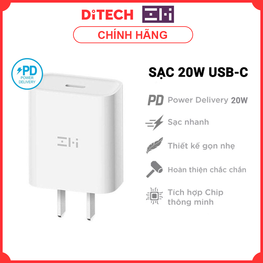 Củ sạc nhanh Xiaomi Zmi Ha716 Type C 20W, sạc nhanh PD