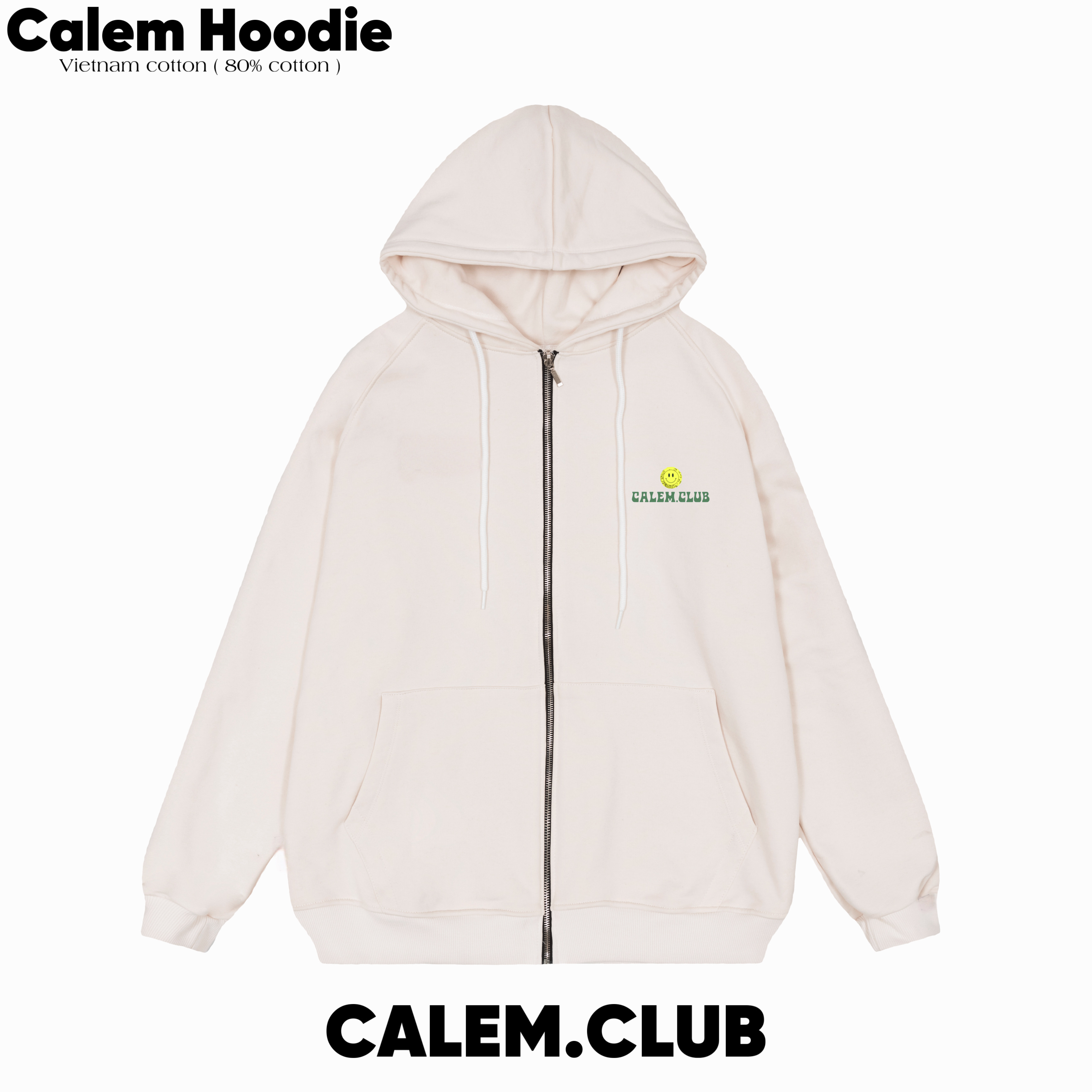 Hoodie zip SMILE Calem. lub - Áo khoác nỉ dây kéo chất nỉ cotton form rộng unisex