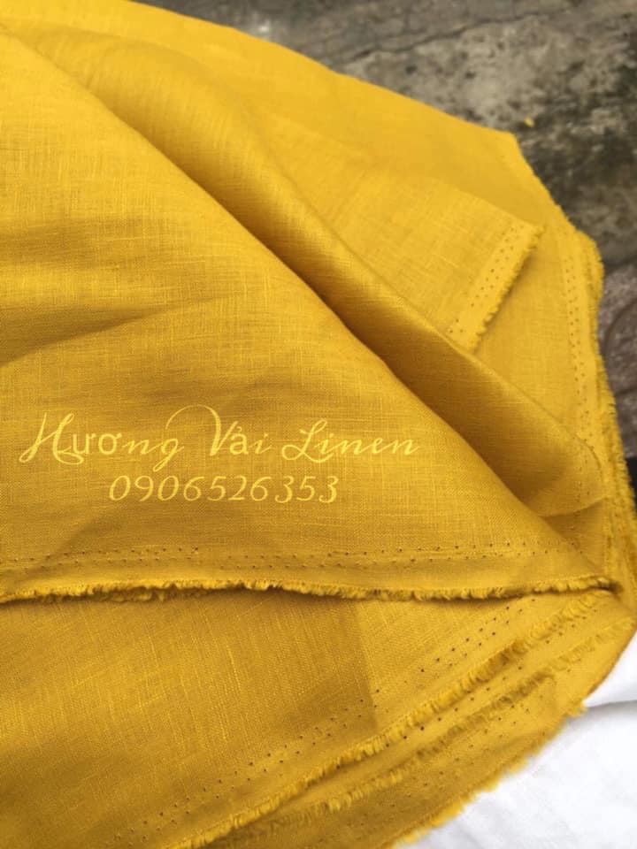 Vải linen tưng premium màu vàng mù tạt đậm