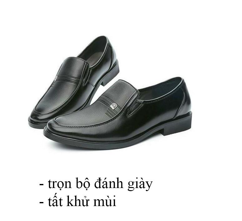 Giày tây nam hàng VNXK chất liệu da bò tặng kèm trọn bộ đánh giày