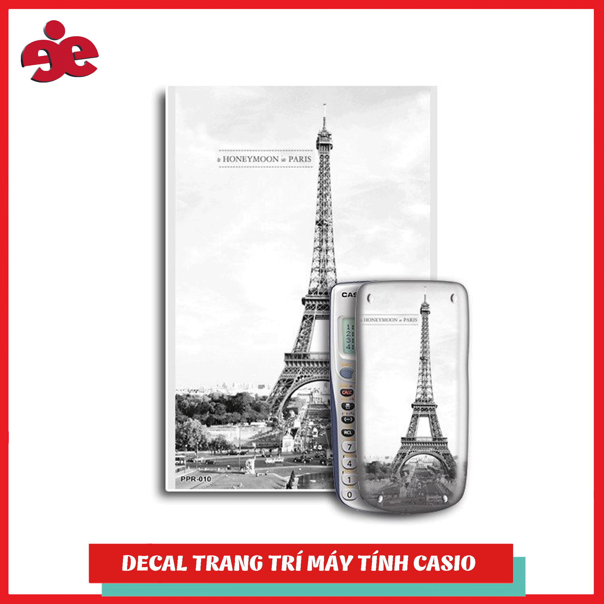 Decal trang trí máy tính Casio/Decal trang trí máy tính Vinacal Phong Cảnh Paris 010