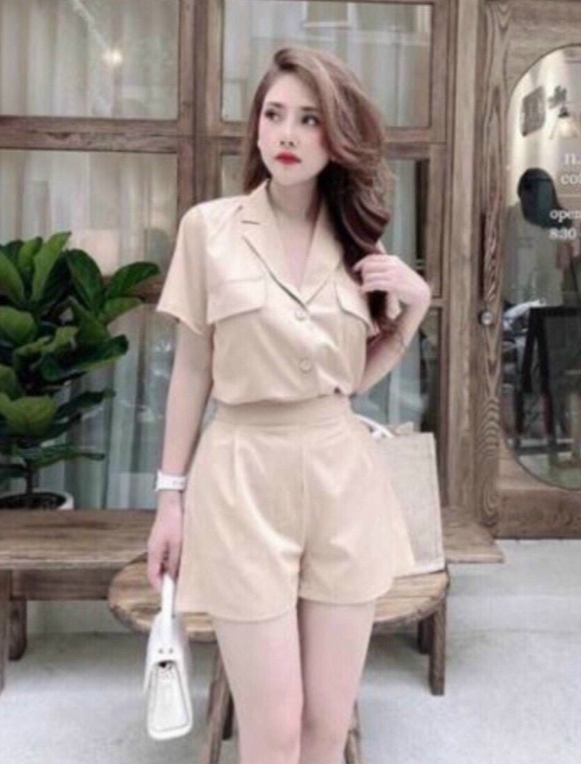 [HCM]Vest đùi siêu phẩm set vest nữ dễ thương ba màu ( be đen và hồng )