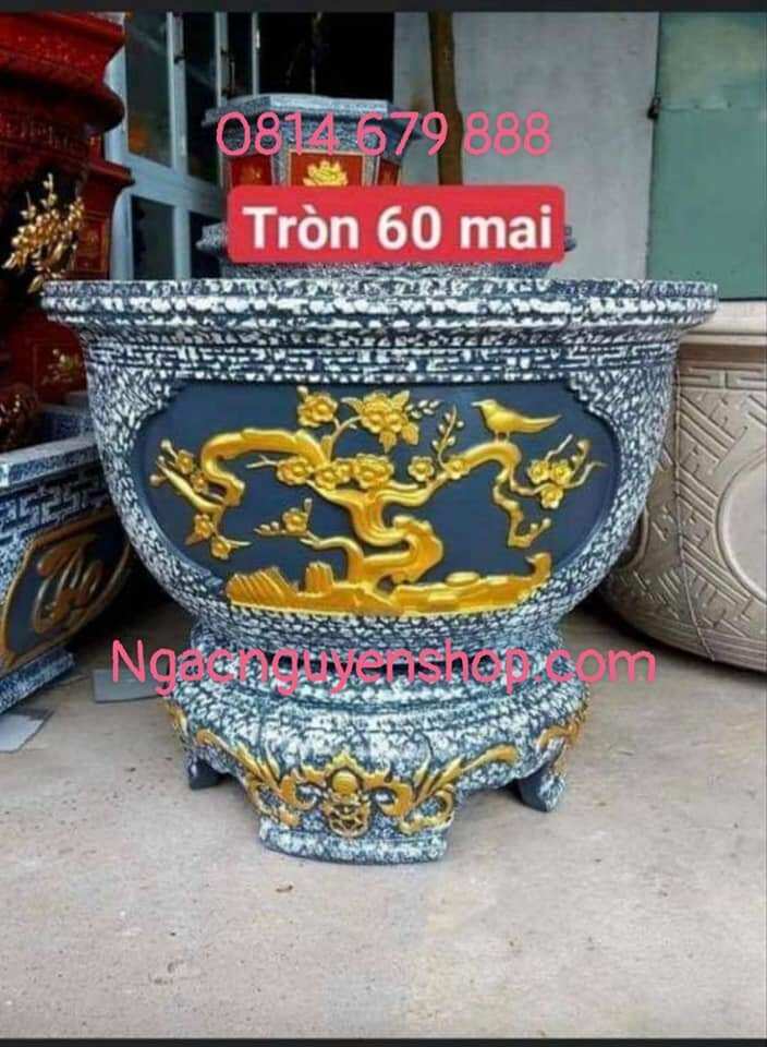 Khuôn Đúc Chậu Tròn Rộng 60 Cao 40 Nhựa Abs Kèm Chân Mẫu Tùng Cúc Mai