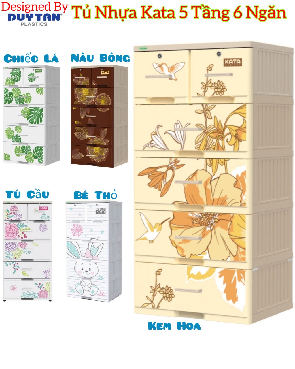 🚀FreeShip Tphcm ☎️ Tủ nhựa Kata 5 ngăn nhiều tầng, nhiều họa tiết tiện lợi cao cấp ( Design by Duy Tân Plastic )