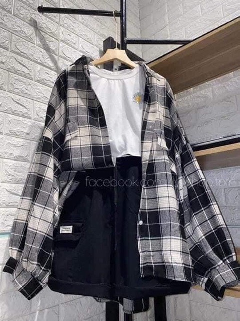 Sét áo sơ mi tay bồng 2 món kèm áo croptop hoa cúc.