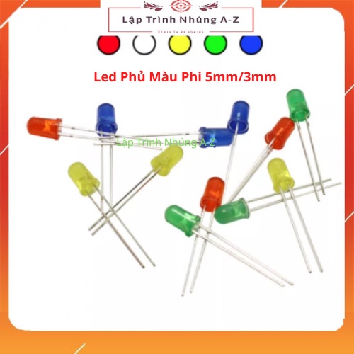 Led phủ màu phi 5mm/3mm - gói 10 con