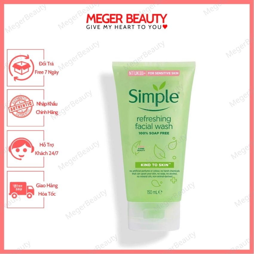 Sữa Rửa Mặt Simple 150ml Kind To Skin Refreshing Facial Wash Gel