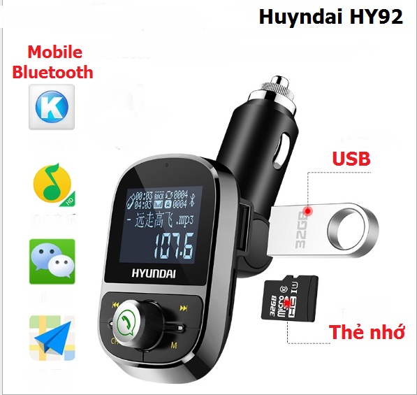 Tẩu sạc oto cao cấp hy-92 hyundai hy-92 nghe nhạc, gọi điện,sạc điện thoại
