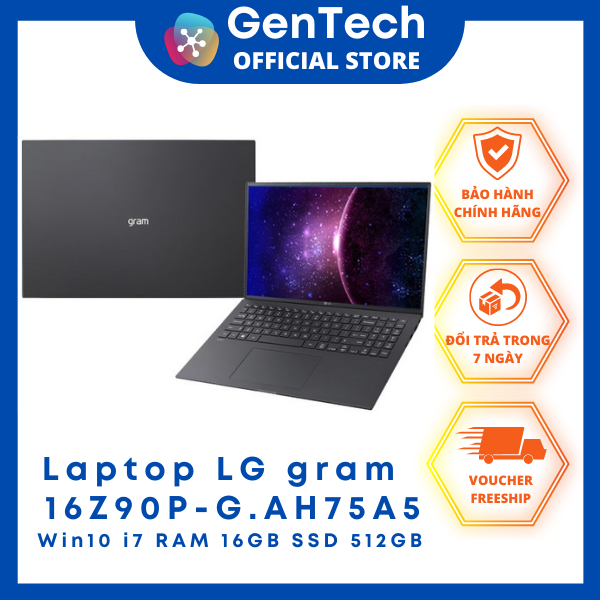 Laptop lg gram 16'', windows 10 home, intel® core™ i7 gen11, 16gb, 512gb, 16:10, 16z90p-g.ah75a5
