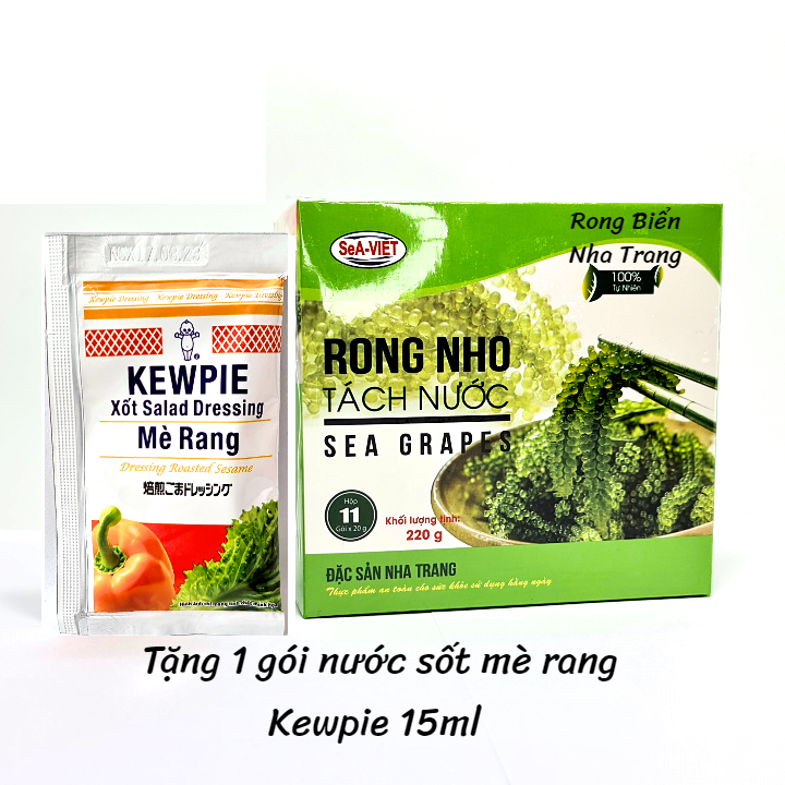 Rong nho biển tách nước Sea Việt hộp 220g 11gói - rong nho khô được sản xuất từ rong nho biển tươi ngon có nguồn giống từ rong nho Nhật Bản