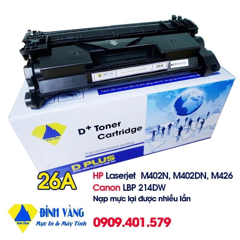 Hộp mực hp 26a | mực máy in hp pro m402dn, m402dne, m402d, m426fdw, m426fdn