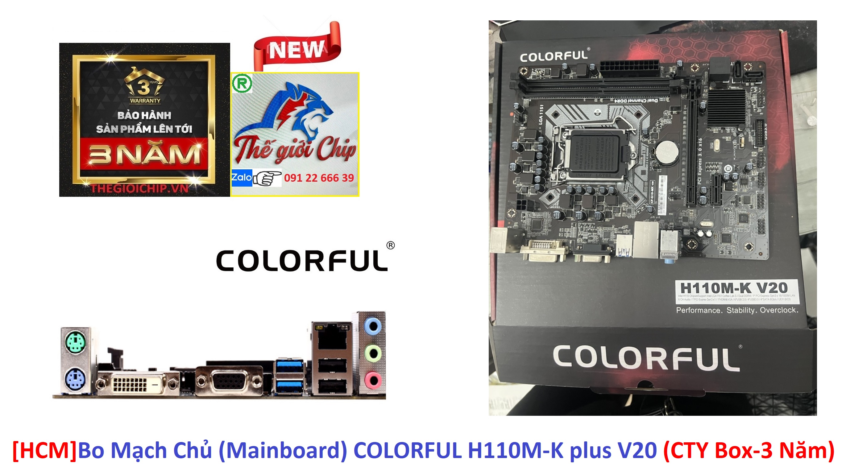 HCMBo Mạch Chủ Mainboard COLORFUL H110M-K plus V20 CTY Box-3 Năm