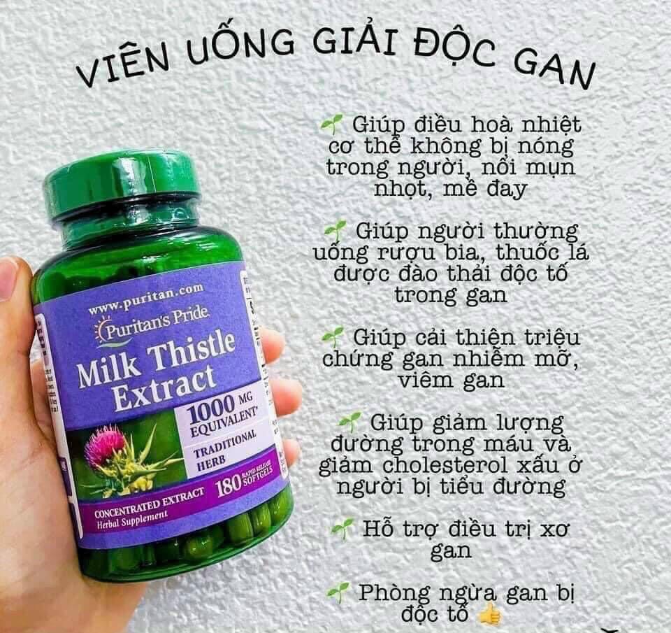 Viên uống mát gan giải độc gan milk thistle extract 1000mg 180 viên-mỹ