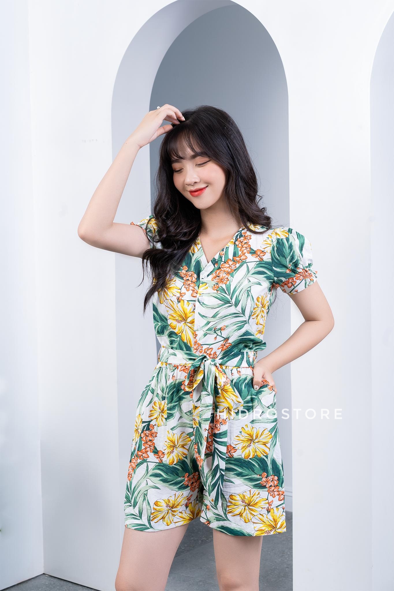 Jumpsuit đũi họa tiết hoa lá chất đẹp