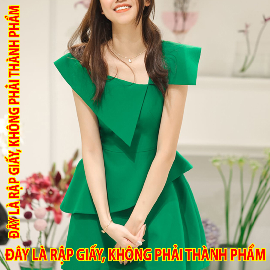 Rập giấy 30053 - đầm cổ lệch megan by she