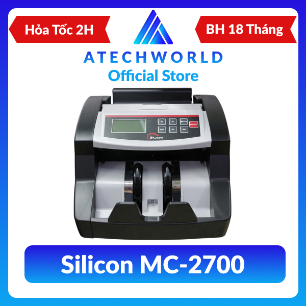 Máy đếm tiền công nghệ mỹ silicon mc-2700 tặng kèm màn hình hiển thị số tiền - hàng chính hãng - bh 18t - có xuất vat
