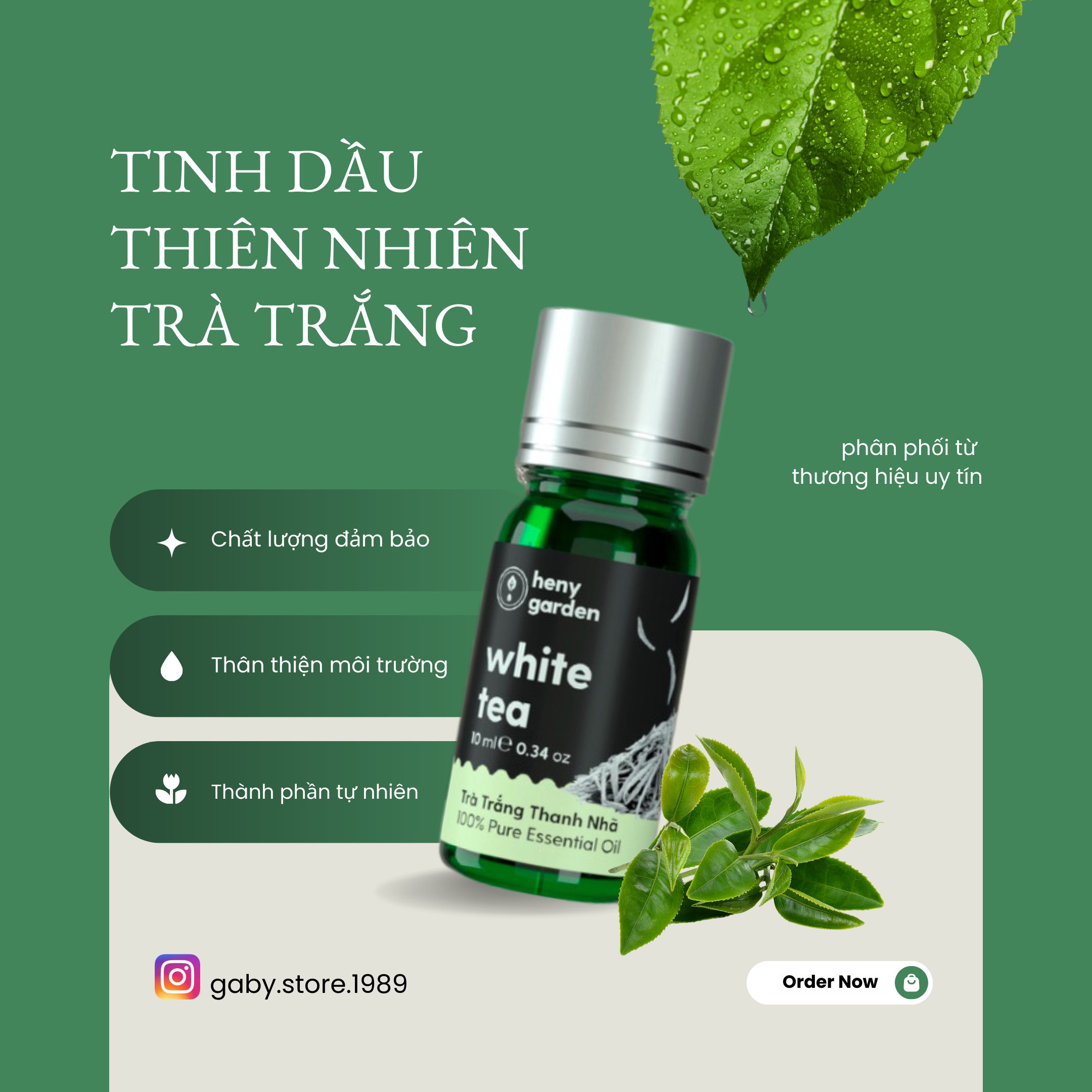 Tinh dầu Trà trắng || Heny Garden White Tea Essential Oil || Home Aroma