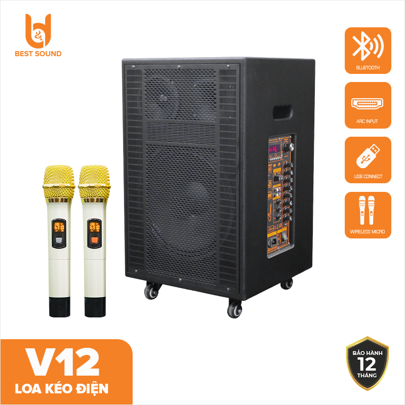 Loa Bluetooth loa kéo loa Karaoke BDSOUND V12 remote điều khiển từ xa bảo hành 12 tháng đổi mới trong 07 ngày nếu lỗi sản phẩm