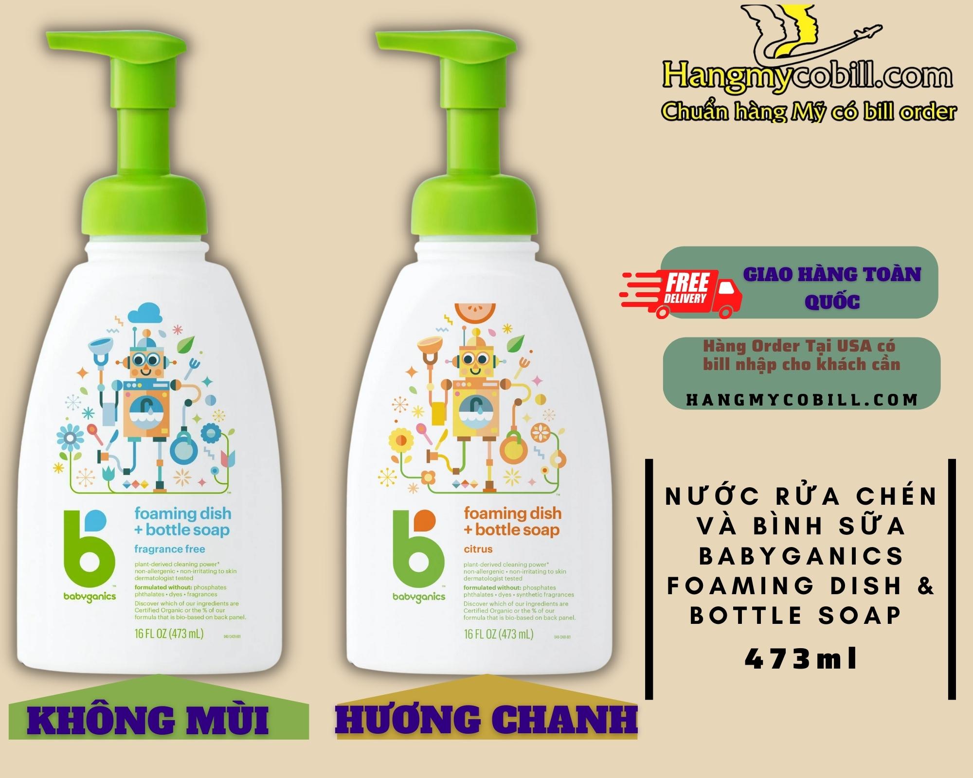 Nước rửa chén và bình sữa Babyganics Foaming Dish & Bottle Soap 473ml