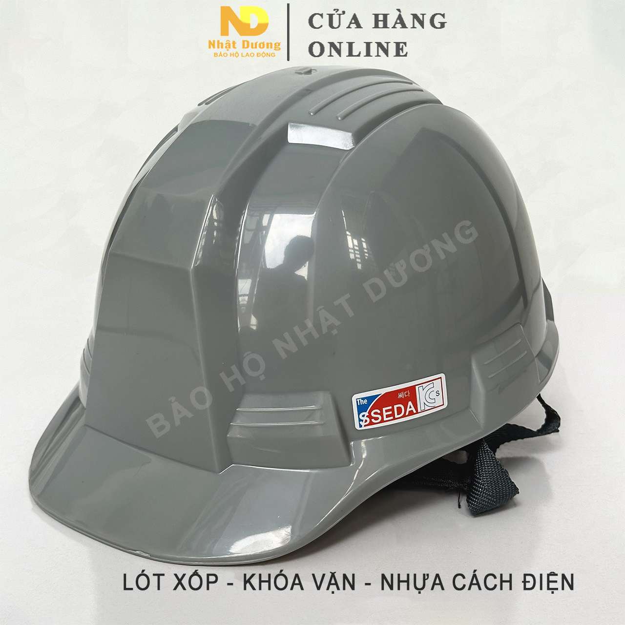 Mũ bảo hộ lao động khóa vặn lót xốp kiểu hàn quốc màu xám HPS4, Nón bảo hộ lao động Nhật Dương