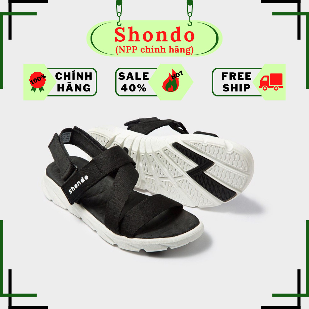 Giày Sandals Nam Nữ SHONDO F6 SPORT- ĐEN TRẮNG F6S2011, SANDAL đi học, đi chơi, sandals thường ngày