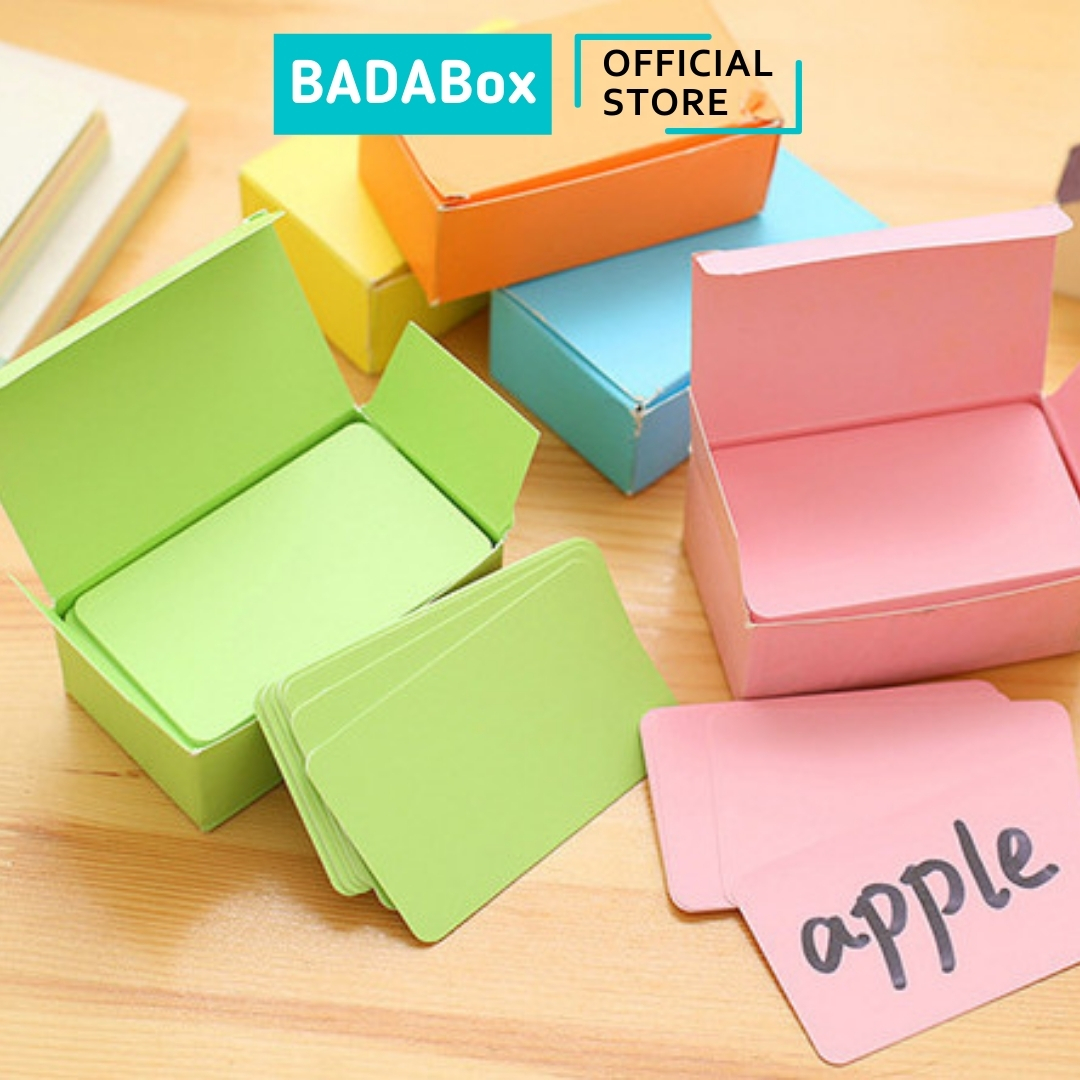 Thẻ Flashcard màu trơn BADABOX học từ vựng ngoại ngữ tiện dụng, bo góc, dày dặn