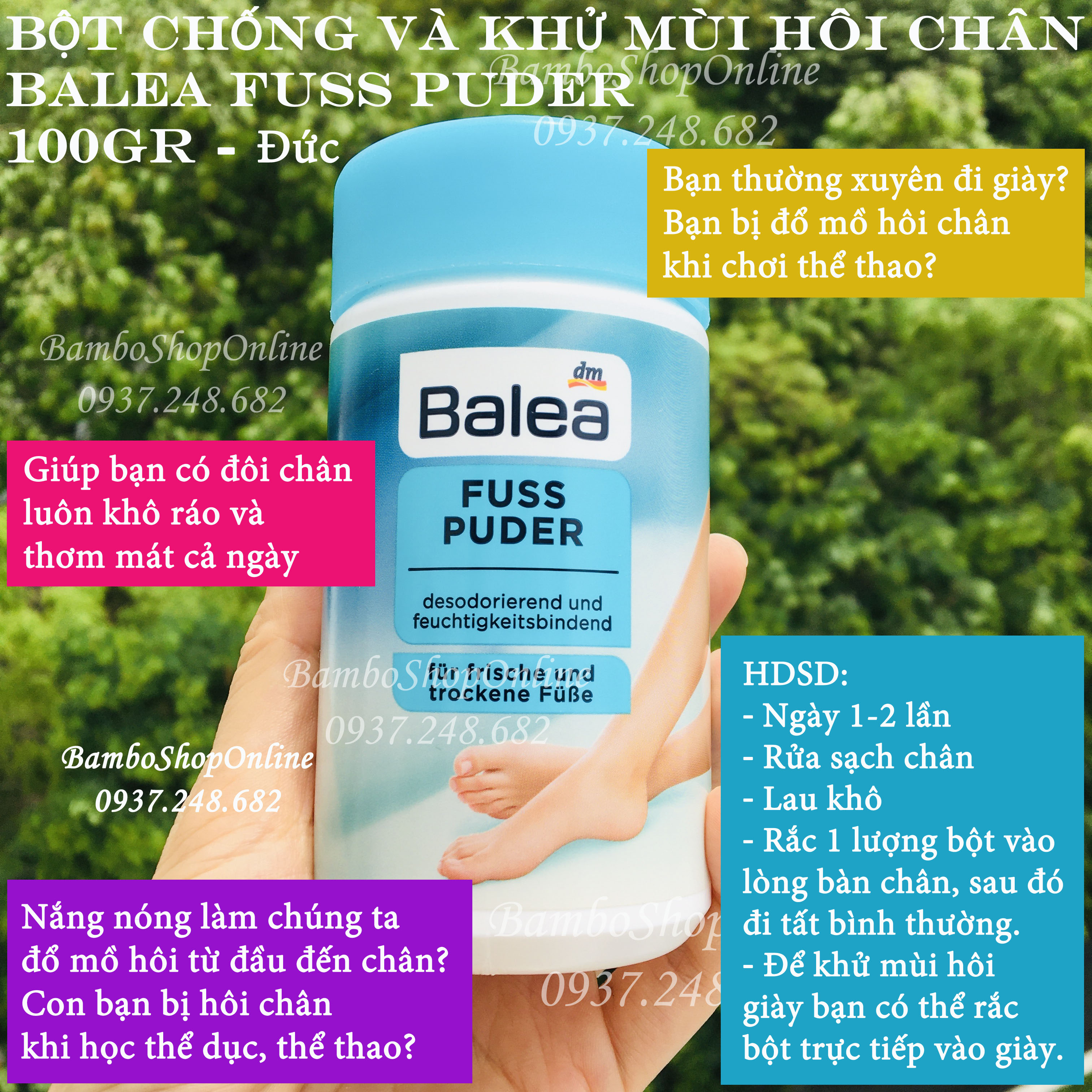 Bột chống và khử mùi hôi chân balea fuss puder vị cứu tinh cho những ai bị mồ hôi chân mà hay đi giầy