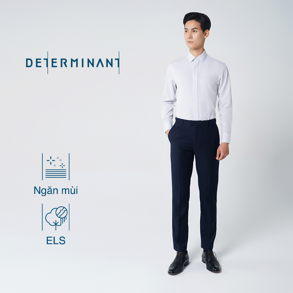 Áo sơ mi nam công sở determinant tay dài - dáng suông - chống nhăn - kháng khuẩn - màu trắng sọc xám - 301