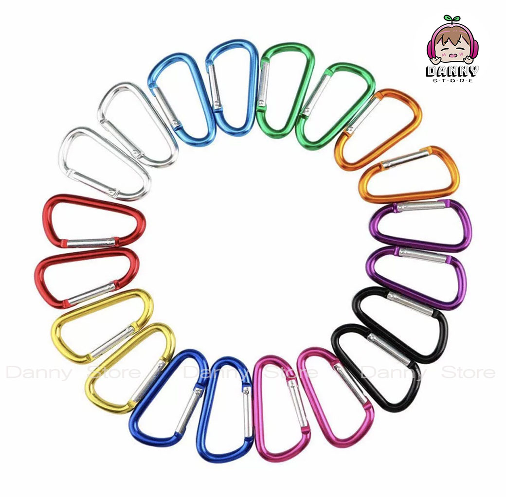 Combo 5 móc khóa đa năng chữ d, móc khóa carabiner hợp kim nhôm tiện dụng