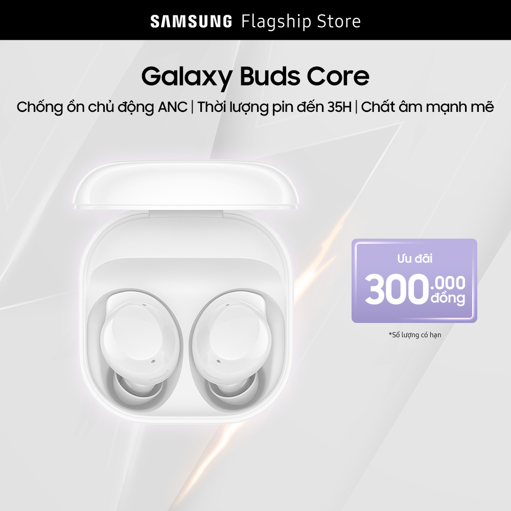Tai nghe Samsung Galaxy Buds Core. Chống ồn chủ động ANC, Thời lượng pin đến 35H, Chất âm mạnh mẽ