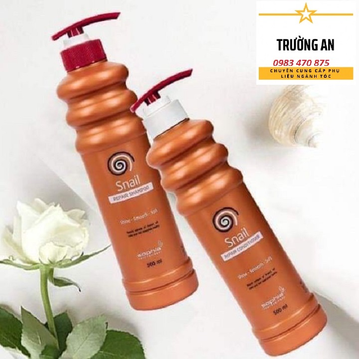 Cặp dầu gội xả snail siêu phục hồi tóc, siêu thơm Sophia Professional 500mlx2