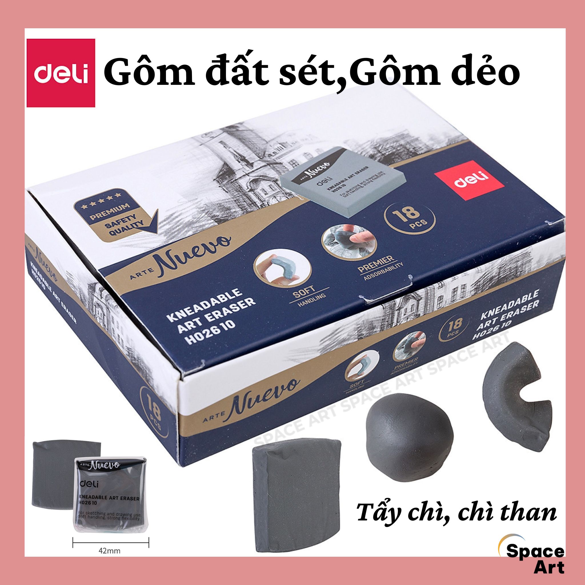 Gôm tẩy đất sét, Gôm dẻo cho mỹ thuật Deli