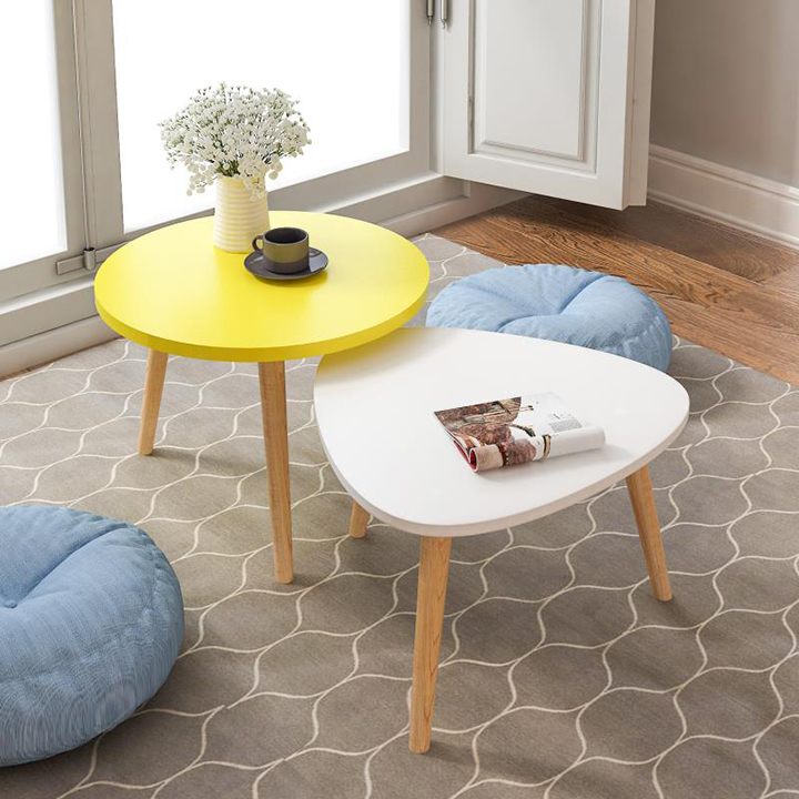 Combo Bàn Trà Sofa Bàn Trà Cafe Vintage Chân Gỗ Sồi  - BT50M+BT40M