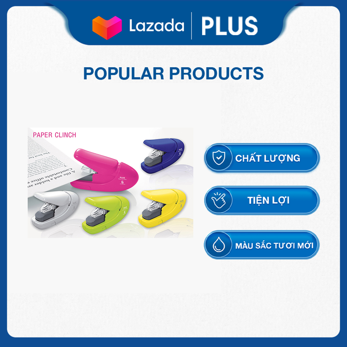 Bấm Không Dùng Kim Ghim Paper Clinch PLUS